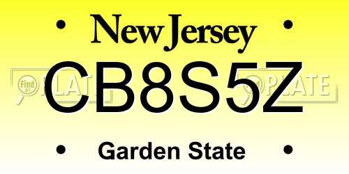 CB8S5Z New Jersey License Plate