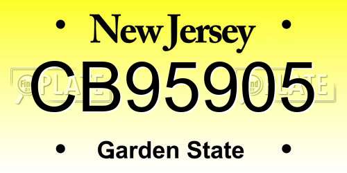 CB95905 New Jersey License Plate
