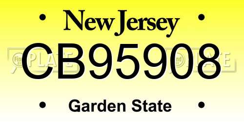 CB95908 New Jersey License Plate