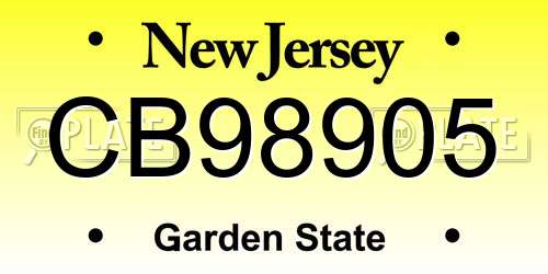 CB98905 New Jersey License Plate