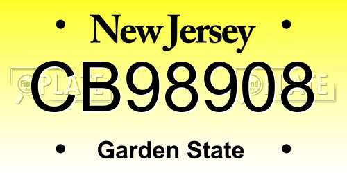 CB98908 New Jersey License Plate