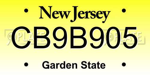 CB9B905 New Jersey License Plate