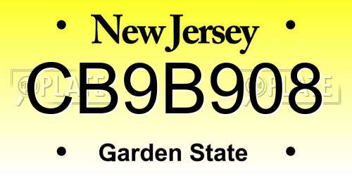 CB9B908 New Jersey License Plate