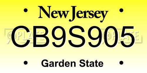 CB9S905 New Jersey License Plate