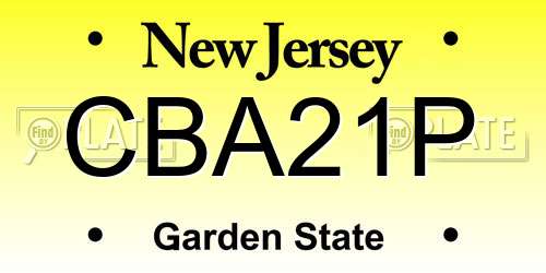 CBA21P New Jersey License Plate