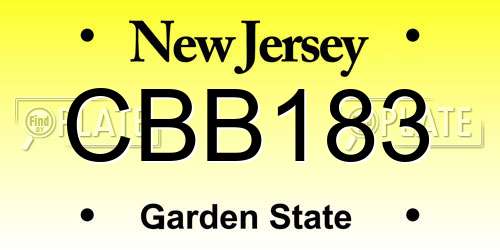 CBB183 New Jersey License Plate