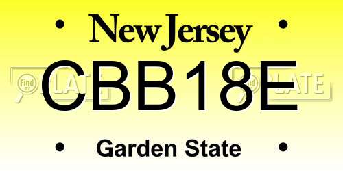 CBB18E New Jersey License Plate