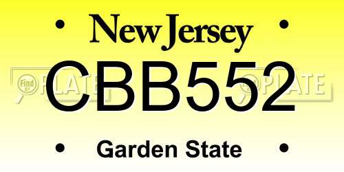 CBB552 New Jersey License Plate