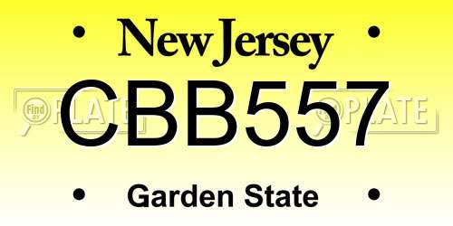 CBB557 New Jersey License Plate