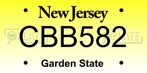 CBB582 New Jersey License Plate