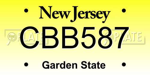 CBB587 New Jersey License Plate