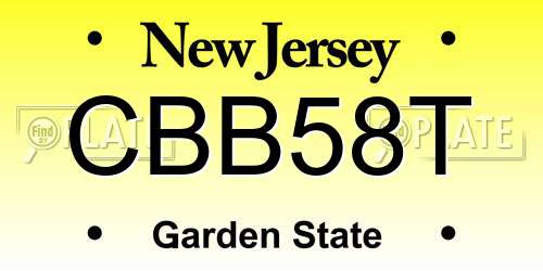 CBB58T New Jersey License Plate