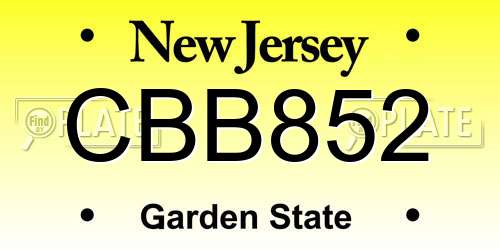 CBB852 New Jersey License Plate
