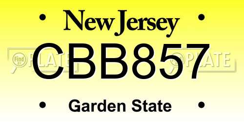 CBB857 New Jersey License Plate