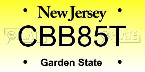 CBB85T New Jersey License Plate