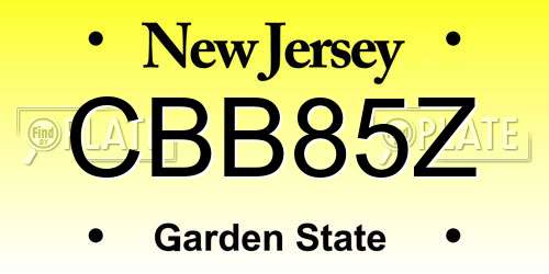 CBB85Z New Jersey License Plate