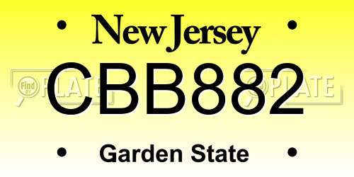 CBB882 New Jersey License Plate