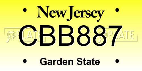 CBB887 New Jersey License Plate