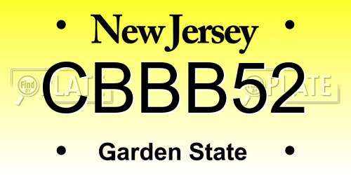 CBBB52 New Jersey License Plate