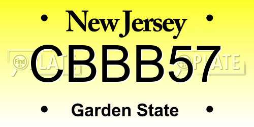 CBBB57 New Jersey License Plate