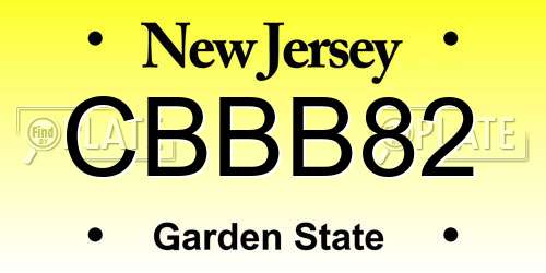 CBBB82 New Jersey License Plate