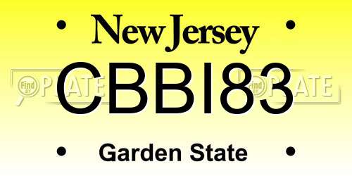 CBBI83 New Jersey License Plate