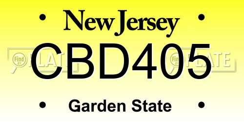 CBD405 New Jersey License Plate