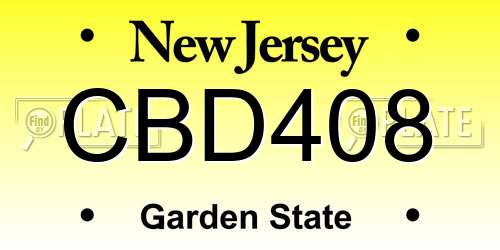 CBD408 New Jersey License Plate