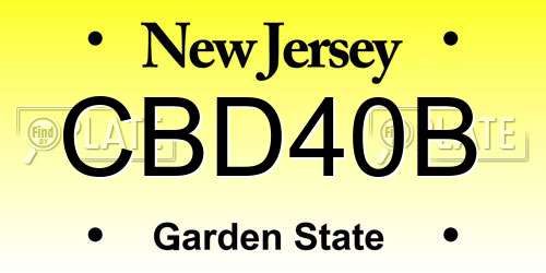 CBD40B New Jersey License Plate