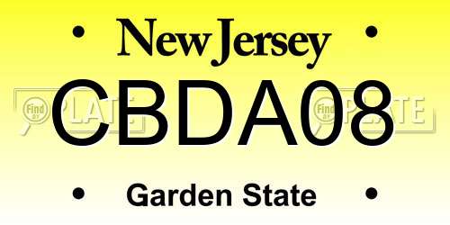 CBDA08 New Jersey License Plate
