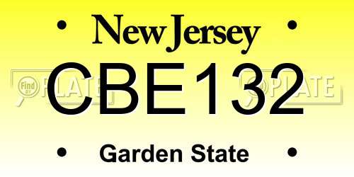 CBE132 New Jersey License Plate