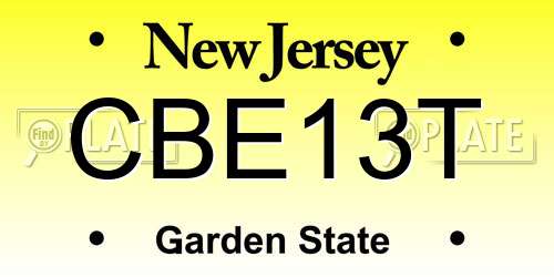 CBE13T New Jersey License Plate