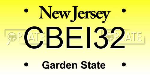 CBEI32 New Jersey License Plate