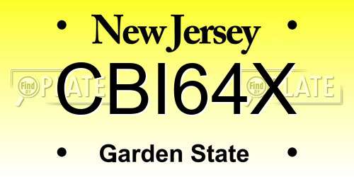 CBI64X New Jersey License Plate