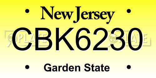 CBK6230 New Jersey License Plate