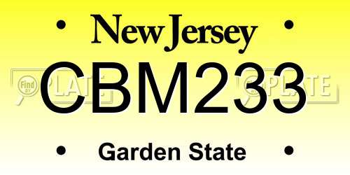CBM233 New Jersey License Plate