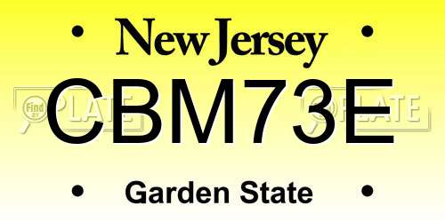 CBM73E New Jersey License Plate
