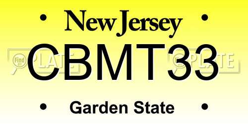 CBMT33 New Jersey License Plate