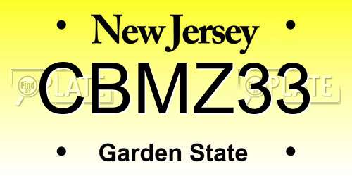 CBMZ33 New Jersey License Plate