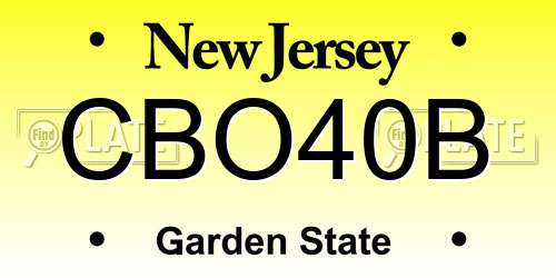 CBO40B New Jersey License Plate