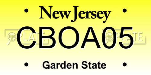 CBOA05 New Jersey License Plate