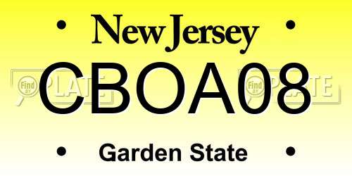 CBOA08 New Jersey License Plate