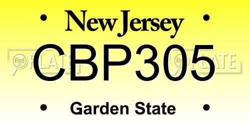 CBP305 New Jersey License Plate