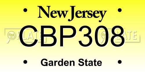 CBP308 New Jersey License Plate