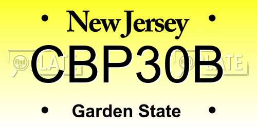 CBP30B New Jersey License Plate