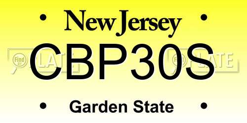 CBP30S New Jersey License Plate