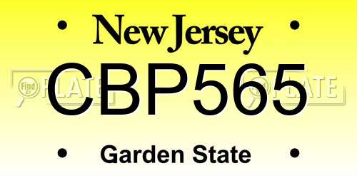 CBP565 New Jersey License Plate