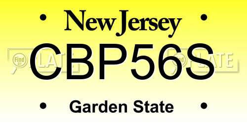 CBP56S New Jersey License Plate