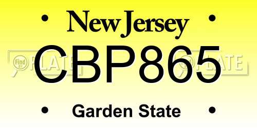 CBP865 New Jersey License Plate
