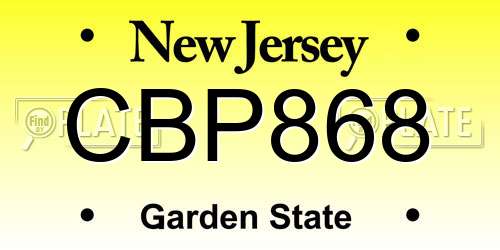 CBP868 New Jersey License Plate